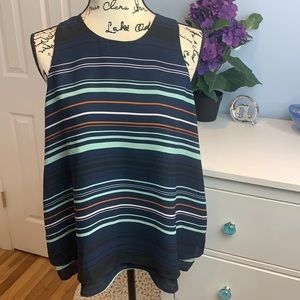Ann Taylor Factory Striped Split Back Tank NWT